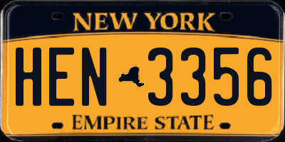 NY license plate HEN3356