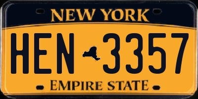 NY license plate HEN3357