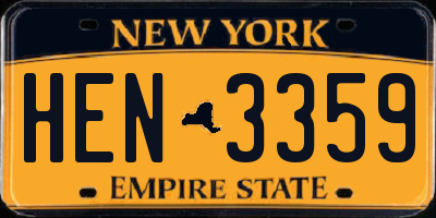 NY license plate HEN3359