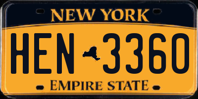 NY license plate HEN3360