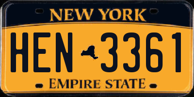 NY license plate HEN3361