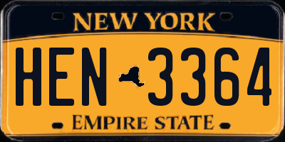 NY license plate HEN3364