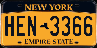 NY license plate HEN3366