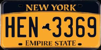 NY license plate HEN3369