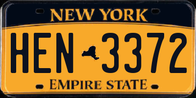 NY license plate HEN3372