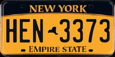 NY license plate HEN3373