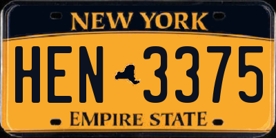 NY license plate HEN3375
