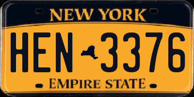 NY license plate HEN3376