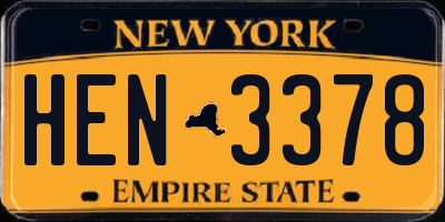 NY license plate HEN3378