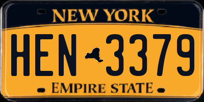 NY license plate HEN3379