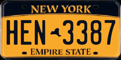 NY license plate HEN3387