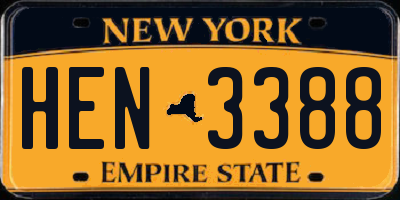 NY license plate HEN3388