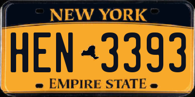 NY license plate HEN3393
