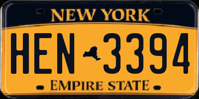 NY license plate HEN3394