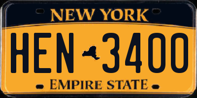 NY license plate HEN3400