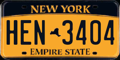 NY license plate HEN3404
