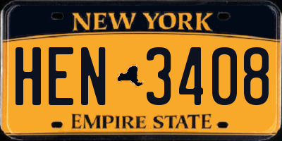 NY license plate HEN3408