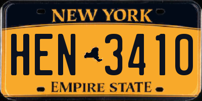 NY license plate HEN3410