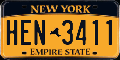 NY license plate HEN3411