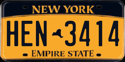 NY license plate HEN3414
