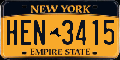 NY license plate HEN3415