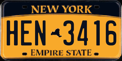 NY license plate HEN3416