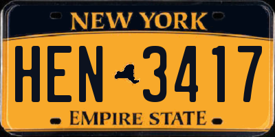 NY license plate HEN3417