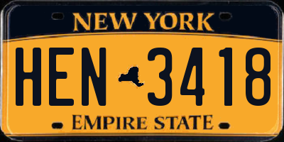 NY license plate HEN3418