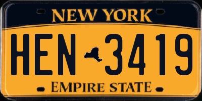 NY license plate HEN3419