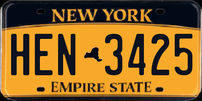 NY license plate HEN3425