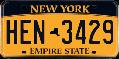 NY license plate HEN3429