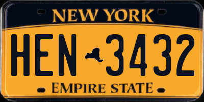 NY license plate HEN3432