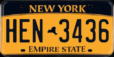 NY license plate HEN3436