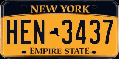 NY license plate HEN3437