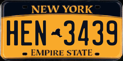 NY license plate HEN3439