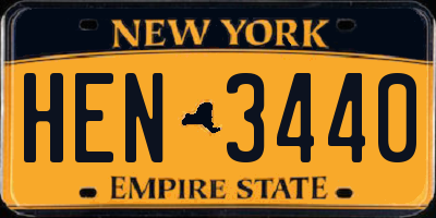 NY license plate HEN3440