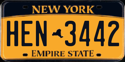 NY license plate HEN3442