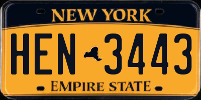 NY license plate HEN3443