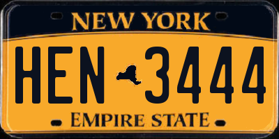 NY license plate HEN3444