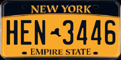 NY license plate HEN3446