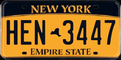 NY license plate HEN3447