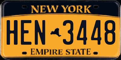 NY license plate HEN3448