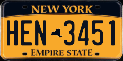 NY license plate HEN3451