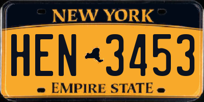 NY license plate HEN3453