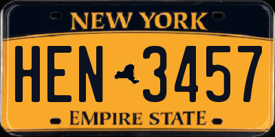 NY license plate HEN3457