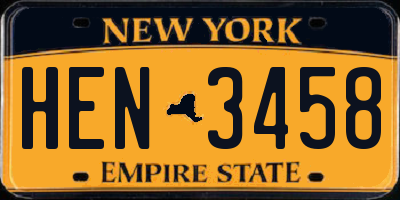NY license plate HEN3458
