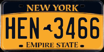 NY license plate HEN3466