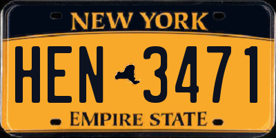 NY license plate HEN3471