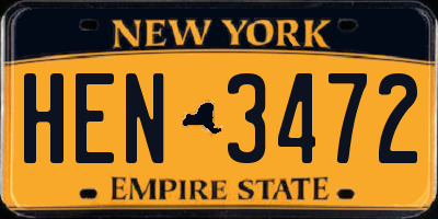 NY license plate HEN3472