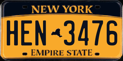 NY license plate HEN3476